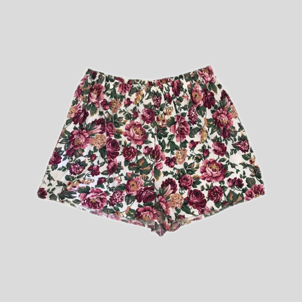 Victorias Secret Vintage Cotton Floral Cottage Core Pink White Casual Shorts M